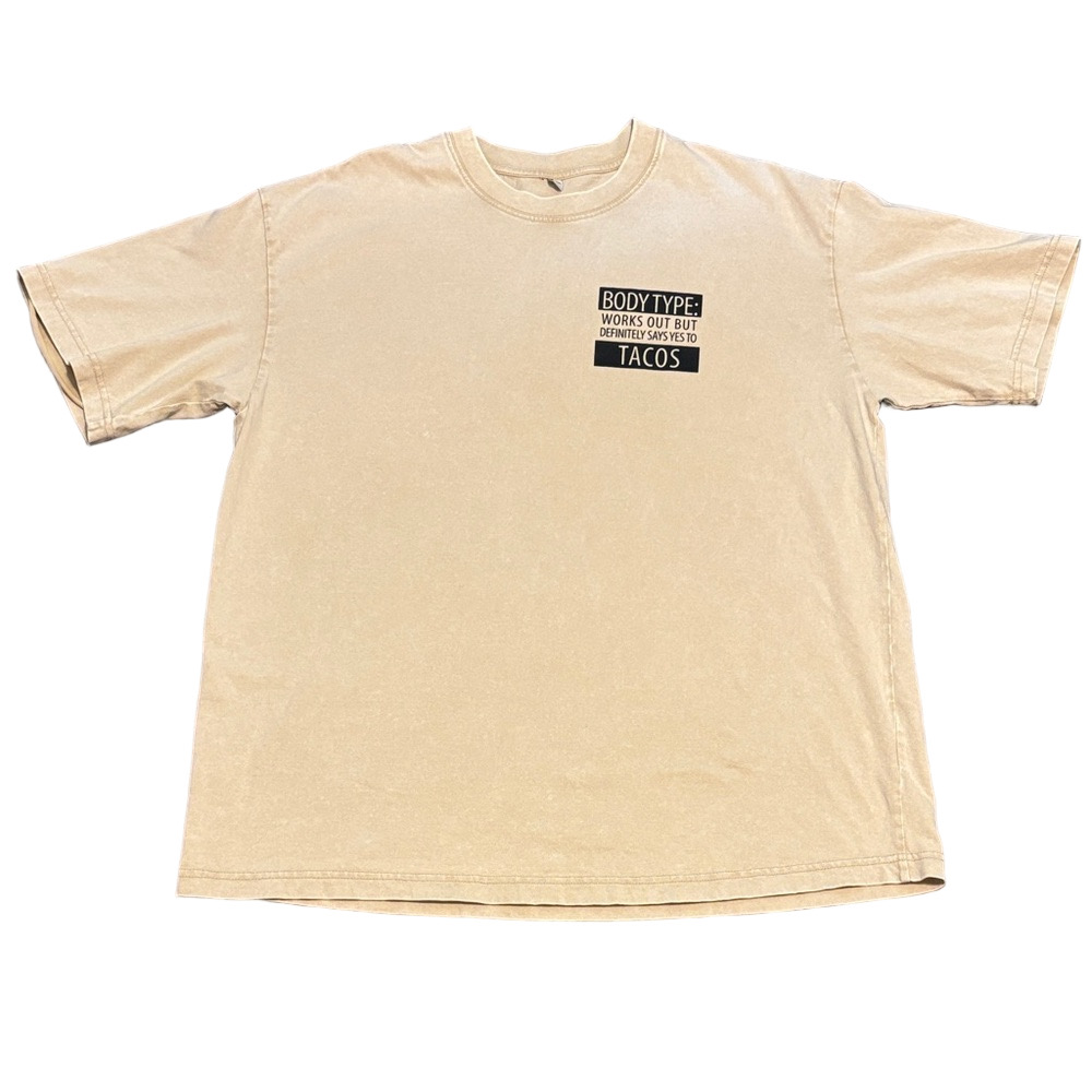 Body Type Works Out But Says Yes To Tacos Graphic Tee XL Funny Food Shirt - Picture 2 of 10